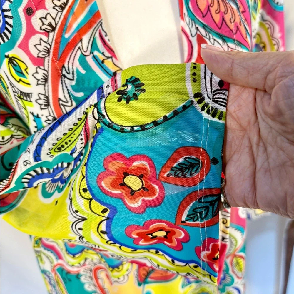 NWT Anne Cole Multicolor Paisley Print Swim Cover-Up Lightweight Dress Sz L/XL💛 - Picture 4 of 11